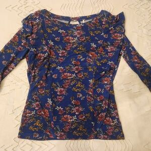 FREE PEOPLE Floral Blue Women's Top